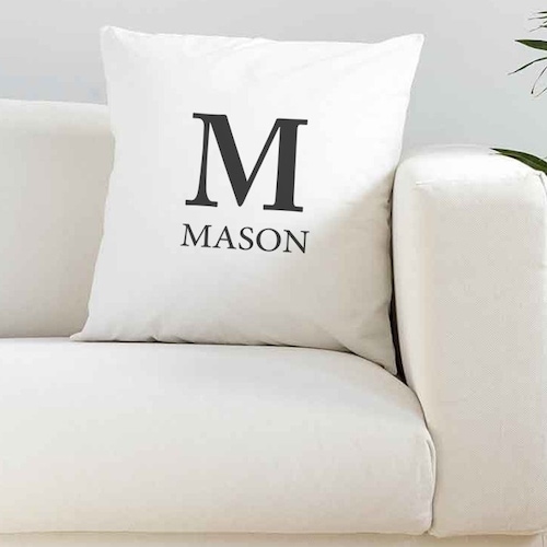 Personalised Letter & Name Linen Cushion Cover / White Etsy