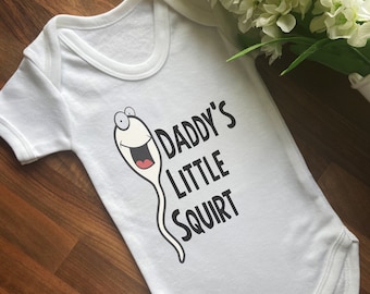 Daddy's little Squirt Funny Baby Grow Vest Bodysuit, Funny Baby Clothes, Boys Bodysuit, Girls Bodysuit, New Baby Gift