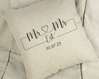 Personalised Date Mr And Mr Cushion Cover | Wedding Gift | Anniversary Gift | Home Decor | Personalized Gift