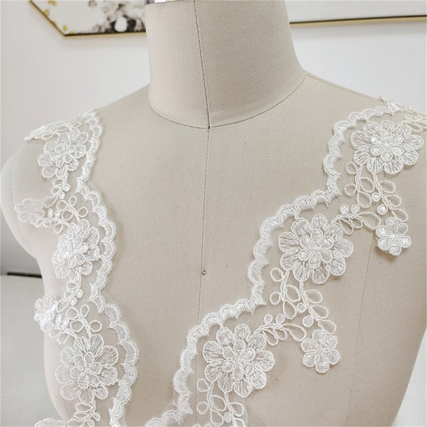 Embroidery Lace Trim Bridal Veil Lace Trim Wedding Dress Lace Trim Floral Lace Trim Corded Lace Trim By The Yard