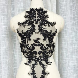 Luxury Embroidery Lace Applique, Large Lace Applique for Prom Dress, Wedding Dress Lace Applique, Tulle Floral Lace Applique By The Piece