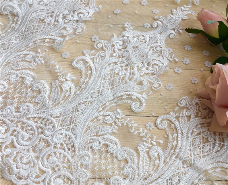Bridal Bodice Lace Wedding Dress Lace Applique High Quality Embroidered Lace Trim Tulle Embroidery Lace Trim By The Yard
