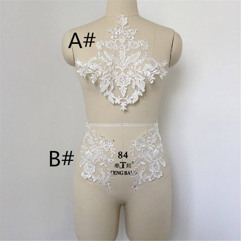 Bridal Bodice Lace Luxury 3D Beaded Lace Applqiue Wedding Dress Lace Applique Tulle Embroidery Lace Applique Floral Lace