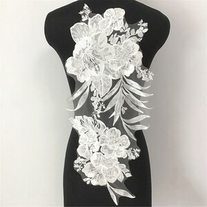 Super Large Flower Lace Applique, Wedding Dress Applique Patch, Bridal Lace, Tulle Embroidery Lace Applique By The Piece