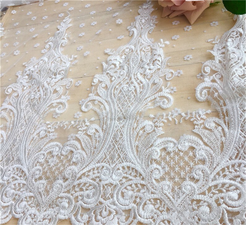 Bridal Bodice Lace Wedding Dress Lace Applique High Quality Embroidered Lace Trim Tulle Embroidery Lace Trim By The Yard