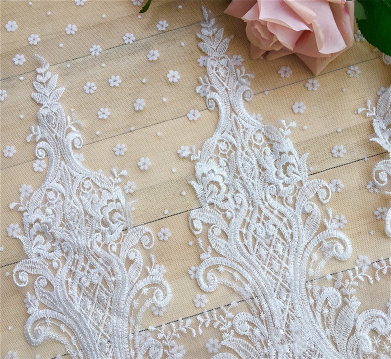 Bridal Bodice Lace Wedding Dress Lace Applique High Quality Embroidered Lace Trim Tulle Embroidery Lace Trim By The Yard
