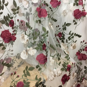 New Arrival Floral Lace Fabric, DIY Prom Dress Fabric, Evening Gown Lace, Tulle Embroidery Floral Lace Fabric By The Yard