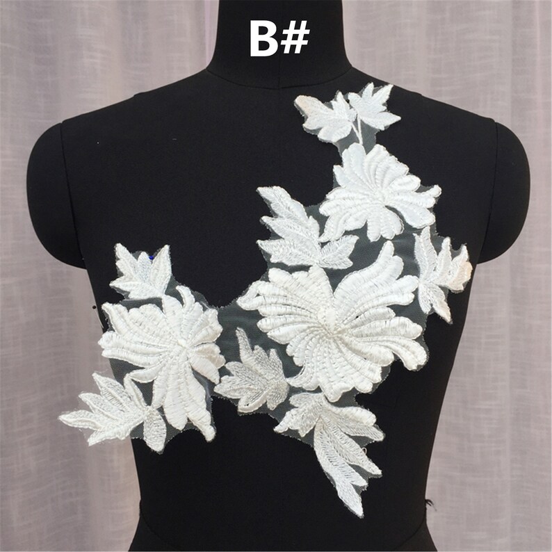 Tulle Bridal Bodice Lace Applique By The Piece Heavy Lace Applique for Wedding Dress Elegant Embroidery Lace Applique