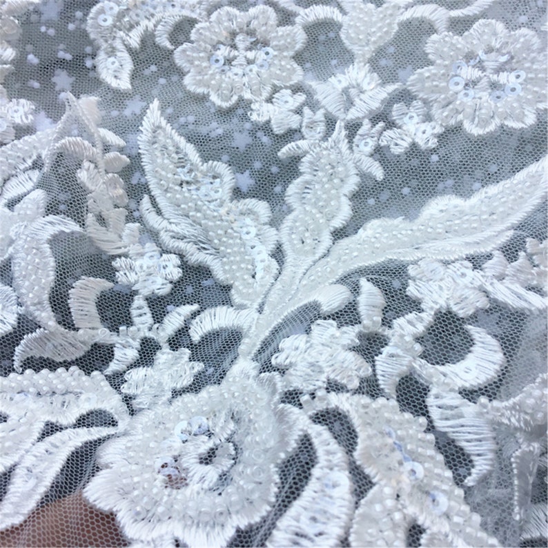 Bridal Bodice Lace Luxury 3D Beaded Lace Applqiue Wedding Dress Lace Applique Tulle Embroidery Lace Applique Floral Lace