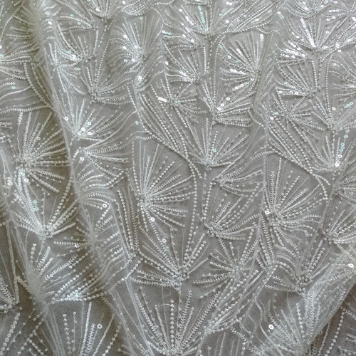 Off White Big Flowers Wedding Dress Lace Fabric by Yard - Etsy