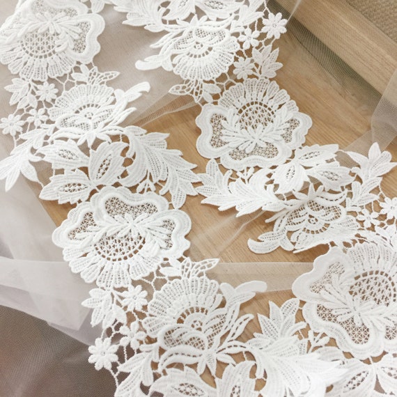 Bridal Bodice Lace Wedding Dress Lace Applique High Quality Embroidered Lace Trim Tulle Embroidery Lace Trim By The Yard