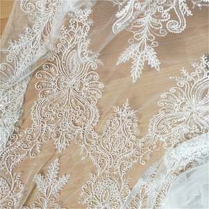 Gorgeous 3D Beaded Lace Fabric, Tulle Embroidery Lace Fabric for Wedding Dress, Bridal Gown Lace, Sequin Lace Fabric By The Yard