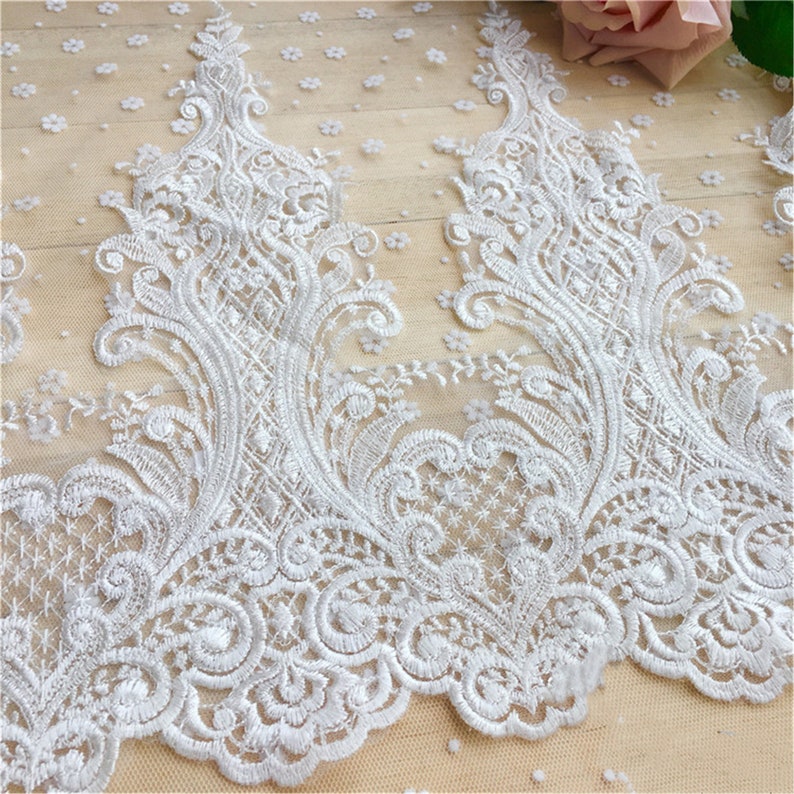 Bridal Bodice Lace Wedding Dress Lace Applique High Quality Embroidered Lace Trim Tulle Embroidery Lace Trim By The Yard
