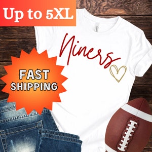 Niners Love Tee, San Francisco Football Shirt, Youth Football Team Gift, Women's Football Fan Tee