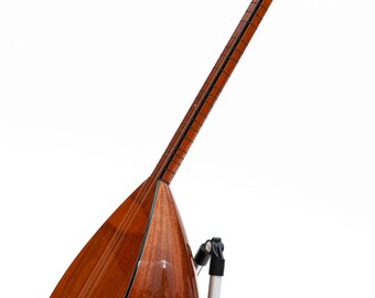 Handmade Short Neck Mahogany Saz Baglama, Turkish Instrument with Ebony Pegs
