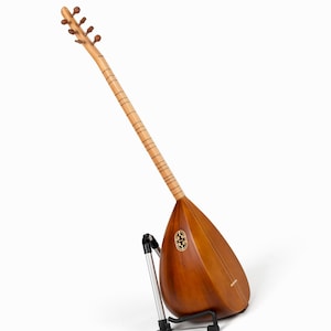 Türkisches Langhals-Saz-Kirschholz mit Tonabnehmer, handgefertigtes traditionelles Instrument mit eingebautem Tonabnehmer, Palisander-Wirbeln und klassischer Fichtendecke
