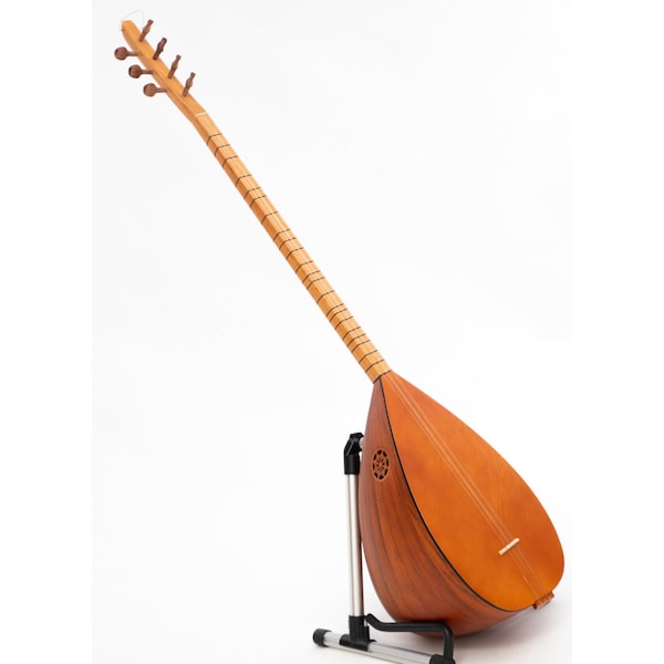 Turkish Long Neck Saz Cherry Wood with Pickup, handmade traditional instrument with Built-in pickup, Rosewood Pegs and Classic Spruce Top