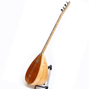 Concert Traditional Long neck Saz Made of Rare Flame Maple & Mother of Pearl Professional saz With padded case, strings and picks