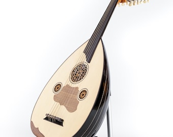 Turkish Oud with Mechanical Guitar pegs, Great sound and easy tuning Free rishas With soft case Black Walnut wood & Ebony pegs