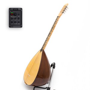 Saz turco corto Baglama con equalizzatore integrato, legno di noce e piroli per chitarra Electro Saz con custodia morbida, set di corde e plettri