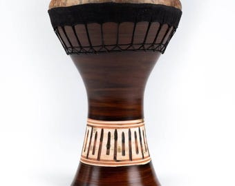 Professional  Handmade Clay 10" Medium Bass, Darbuka Doumbek, Fish Skin Drum, Gigbag Included