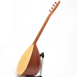 Short Neck Saz Baglama with Mahogany wood & Built-in Pickup, Rosewood pegs Hand Made instrument With picks and extra strings set