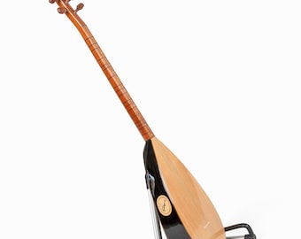 Saz Baglama de viaje, saz portátil de fondo plano, 19 trastes, pastilla incorporada