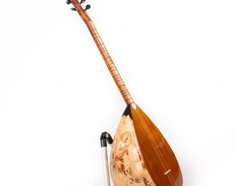 Professional Short Baglama Saz Burl Maple Cedar Top, Tanbur, Extraordinary Sound Professional burl saz Handcrafted Turkish instrument