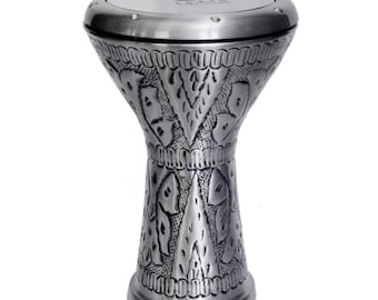 Hand-Engraved Arabic Doumbek Darbuka, Rich Sound, with Case & Key