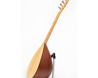 Handmade Short Neck Mahogany Saz Baglama with Pickup, Rosewood Pegs