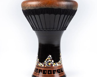 Emerald Bass Clay Darbuka Doumbek, Hand-Painted, Menemen Ceramic, Fish Skin 12" Hand-painted, Turkish Turkish clay drum with gigbag included