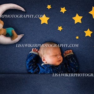 Felt Moon and Stars Digital Backdrop for Newborn Photography