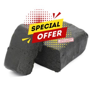 May include: Two black charcoal briquettes, one partially broken, with a red and yellow graphic overlay that says "SPECIAL OFFER" and "LIMITED QUANTITY".