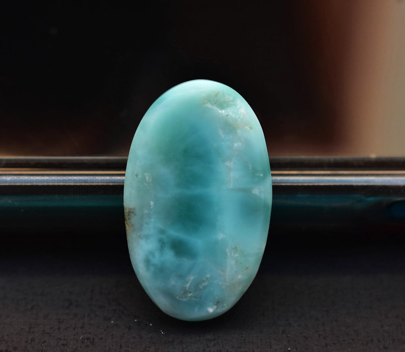 Larimar Cabochon Top Grade Larimar Gemstone High Qualiity For Jewelry Oval Shape 26.35 Ct Loose Gemstone B-444 26x16x7 mm