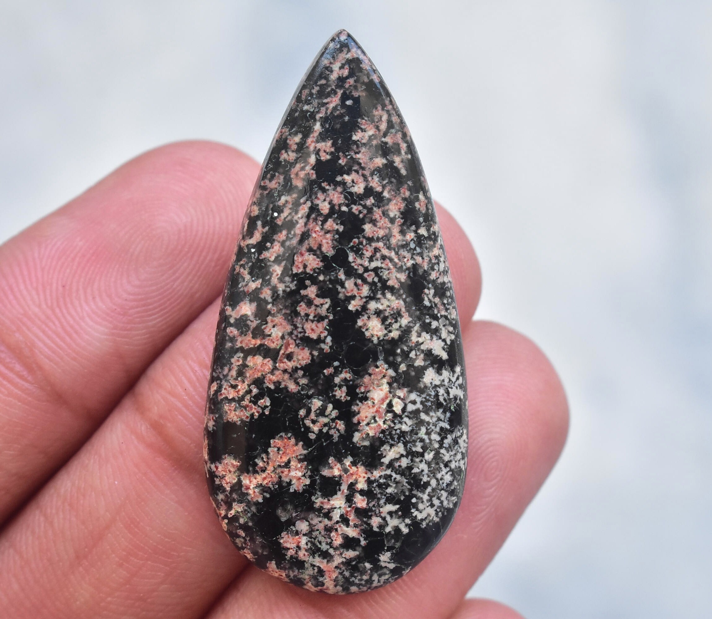 Flower Obsidian Cabochon / Flower Obsidian Gemstone / Pear Etsy