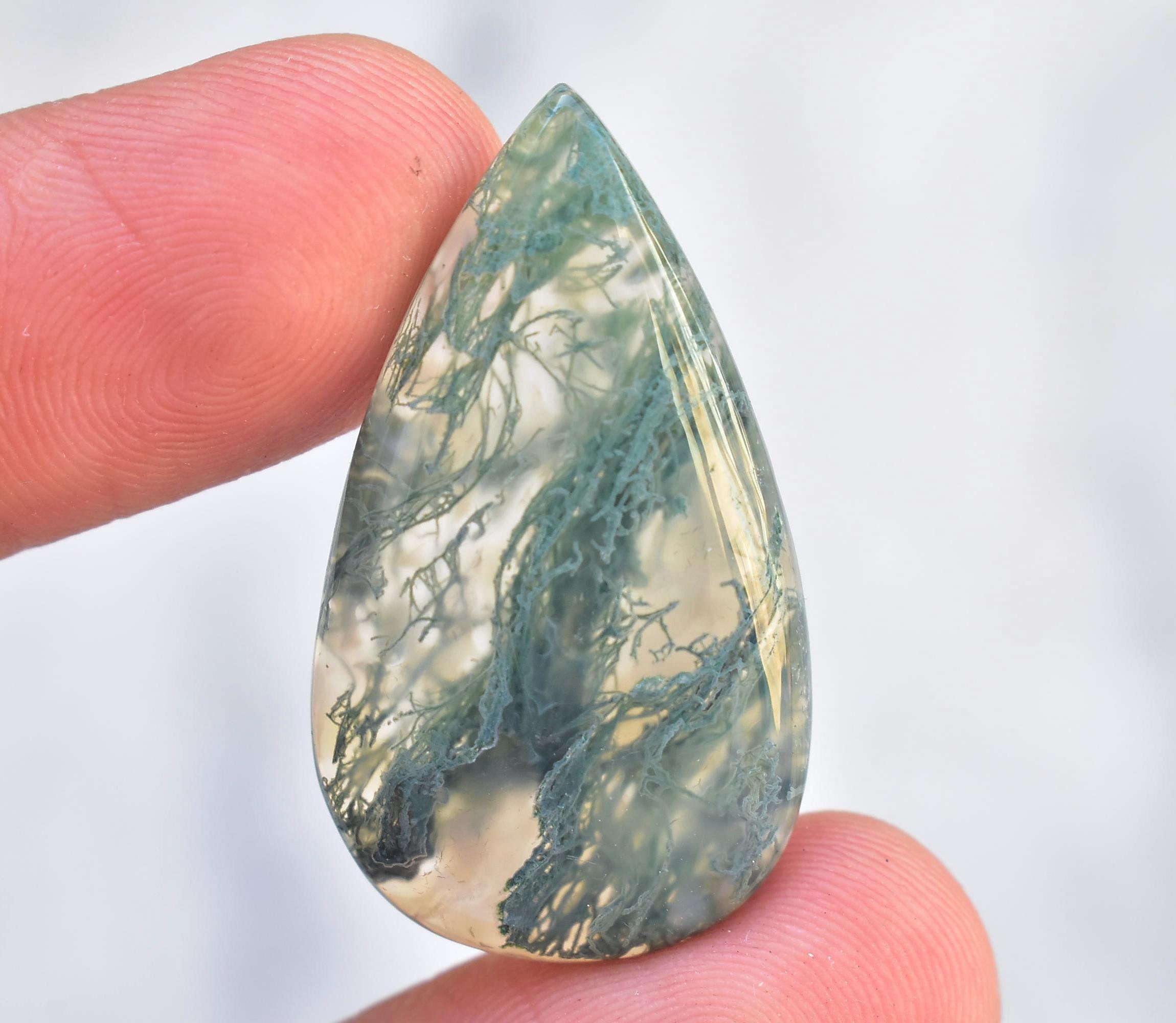 Green Moss Agate Cabochon / AAA Green Moss Agate Gemstone | Etsy