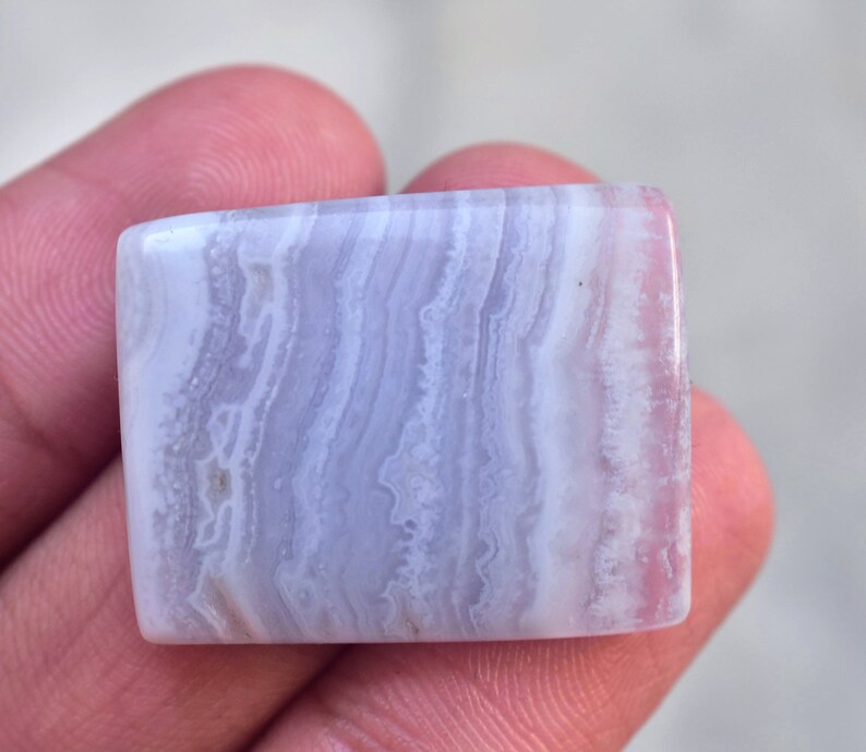 Loose Gemstone D-423 Blue Lace Agate Cabochon Blue Lace Agate Gemstone Cushion Shape 35.00 Ct 28x23x6 mm
