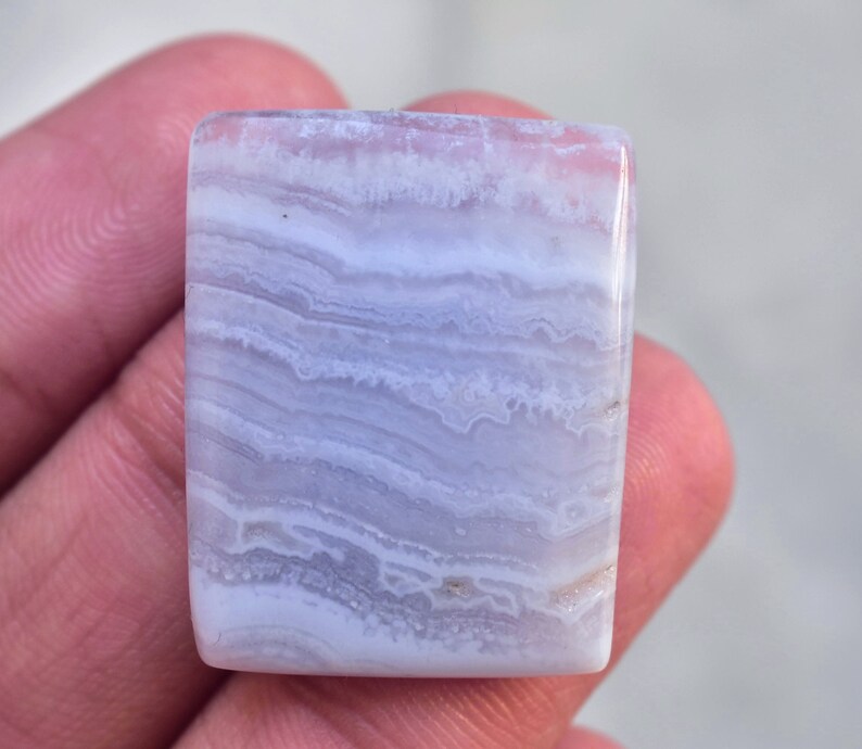Loose Gemstone D-423 Blue Lace Agate Cabochon Blue Lace Agate Gemstone Cushion Shape 35.00 Ct 28x23x6 mm