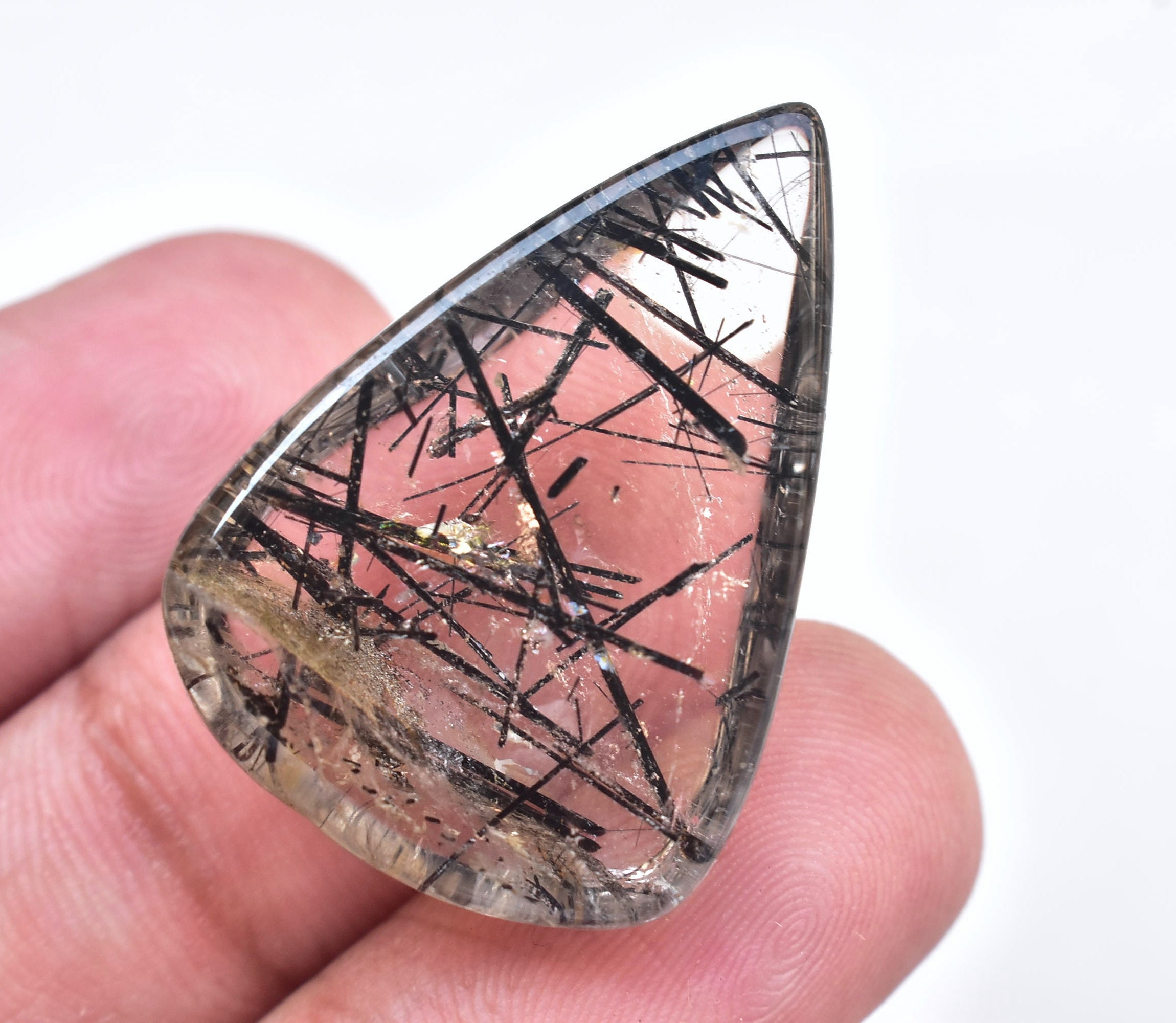Black Rutile Quartz Cabochon / Black Rutilated Quartz Gemstone Etsy