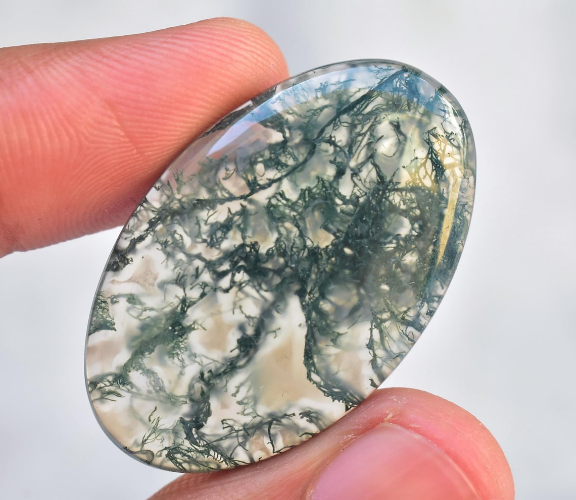 Green Moss Agate Cabochon / AAA Green Moss Agate Gemstone Etsy