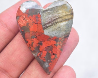 Brecciated Jasper Heart Cabochon / Brecciated Jasper Heart Gemstone / Heart Shape Cabochon / 51.00 Ct. / 40X30X5 / Loose Gemstone / G-608