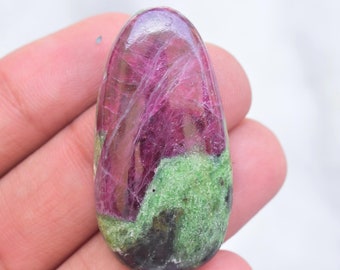 Ruby Zoisite Cabochon / High quality Ruby Ziosite Gemstone / Freeform Shape / 61.30 Ct. / 40x21x7 mm. Loose Gemstone F-655