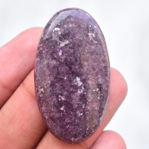 Purple Lepidolite Cabochon / Top Grade Purple Lepidolite Gemstone / Oval Shape / 49.15 Ct. / 43X24X5 mm. Loose Gemstone C-558 image 1