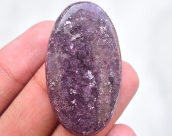 Purple Lepidolite Cabochon / Top Grade Purple Lepidolite Gemstone / Oval Shape / 49.15 Ct. / 43X24X5 mm. Loose Gemstone C-558