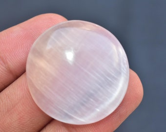 Selenite Cabochon / AAA+++ Selenite Gemstone / Healing Stone / Round Shape / 54.30 Ct / 29x9 mm. / Loose Gemstone / E-181