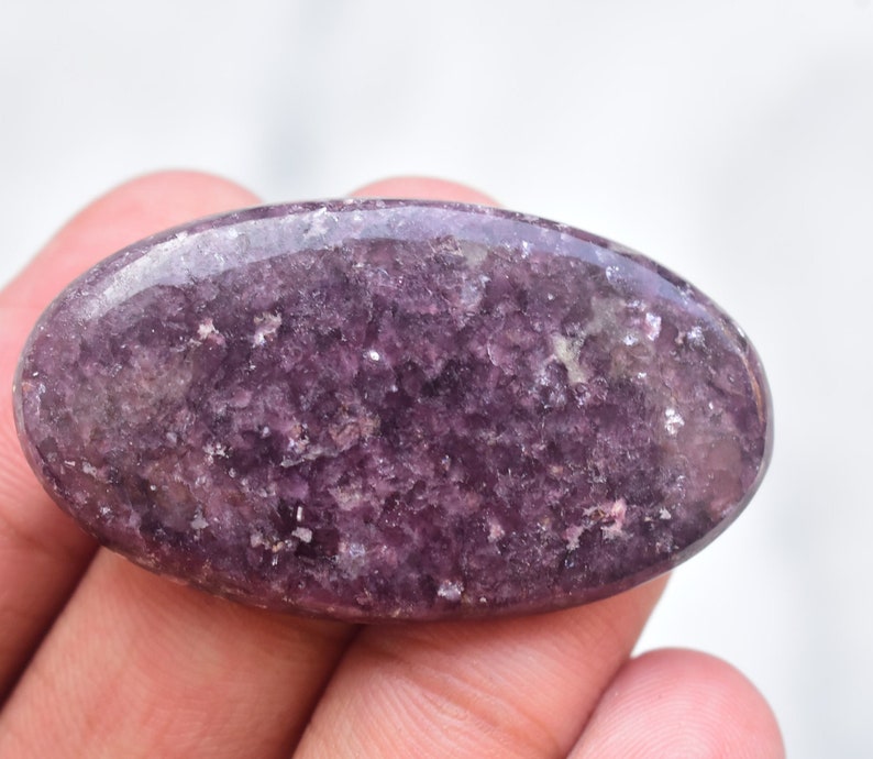 Purple Lepidolite Cabochon / Top Grade Purple Lepidolite Gemstone / Oval Shape / 49.15 Ct. / 43X24X5 mm. Loose Gemstone C-558 image 3