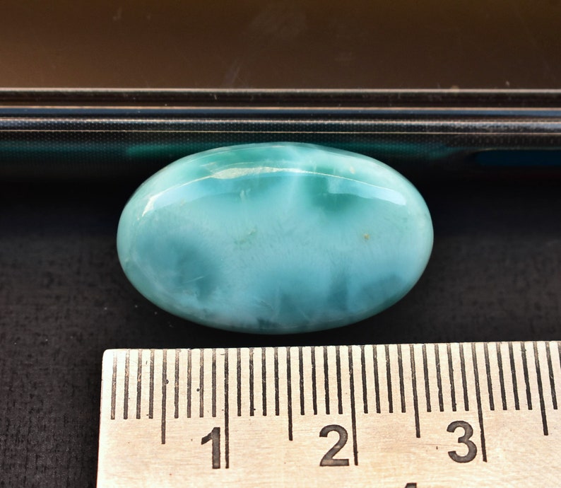 Larimar Cabochon Top Grade Larimar Gemstone High Qualiity For Jewelry Oval Shape 26.35 Ct Loose Gemstone B-444 26x16x7 mm