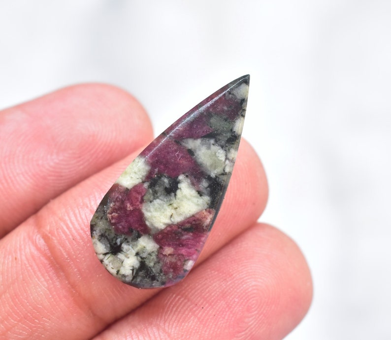 Eudialyte Cabochon Top Garde Eudialyte Gemstone Pear Shape 15.00 Ct 27x13x5 mm Loose Gemstone E-99