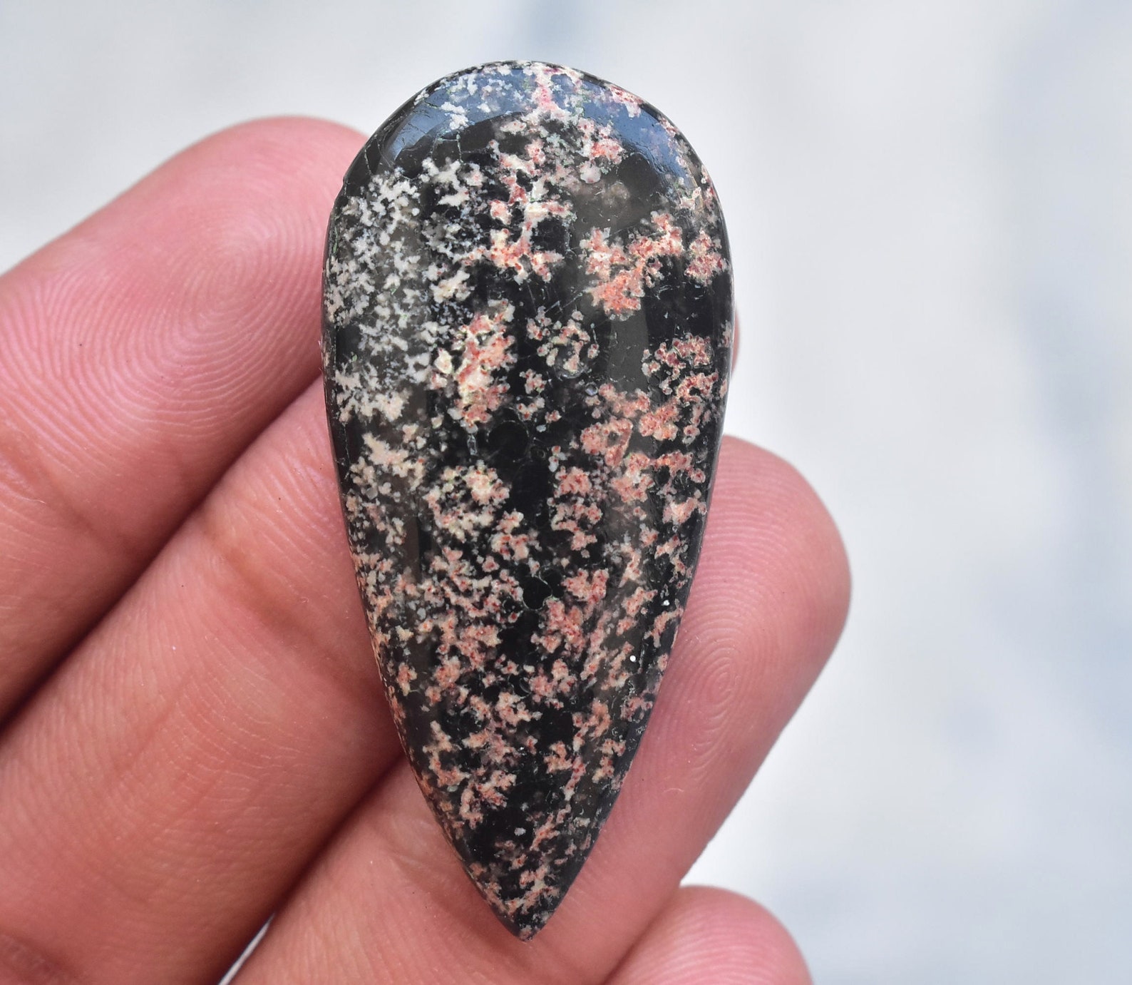 Flower Obsidian Cabochon / Flower Obsidian Gemstone / Pear Etsy