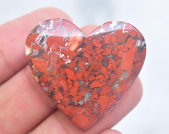 Brecciated Jasper Heart Cabochon / Brecciated Jasper Heart Gemstone / Heart Shape Cabochon / 44.95 Ct. / 30x35x5 mm/ Loose Gemstone / G-778